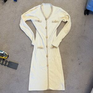 Chicwish Cream Knit Midi Dress